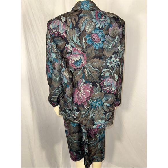 Vintage Jessica Scott Floral Tapestry Blazer + Skirt Suit – Large - Picture 5 of 12
